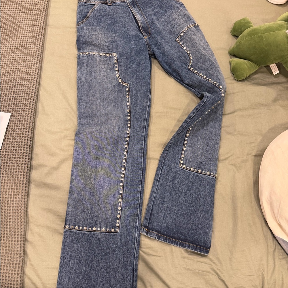 Des Phemmes Rhinstone High Rise Jeans - Picture 4 of 4